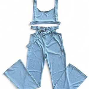 kolly baby blue coord pants set